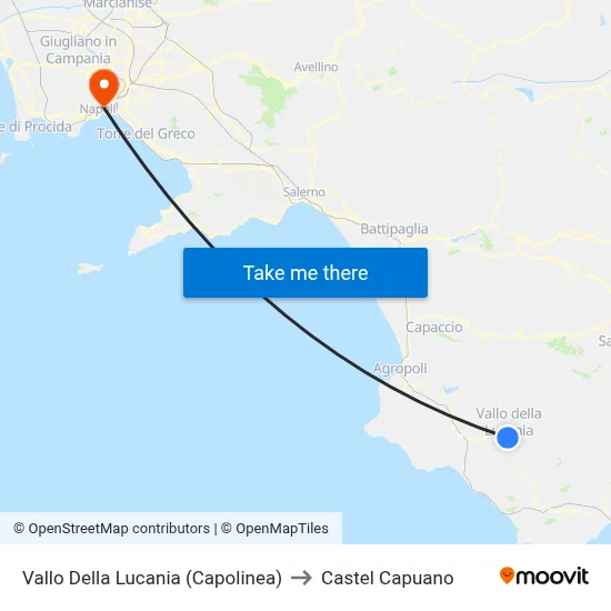 Vallo Della Lucania (Terminal) to Castel Capuano map