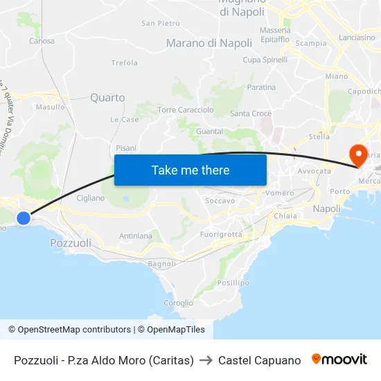 Pozzuoli - P.za Aldo Moro (Caritas) to Castel Capuano map
