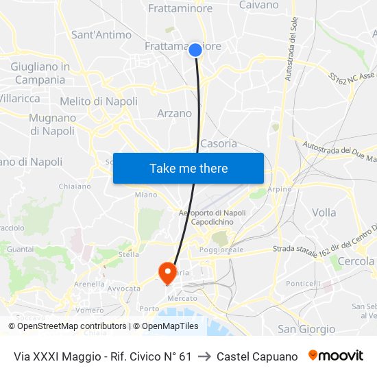 Via XXXI Maggio - Rif. Civico N° 61 to Castel Capuano map