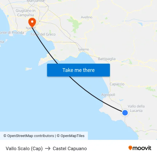 Vallo Station (Terminal) to Castel Capuano map