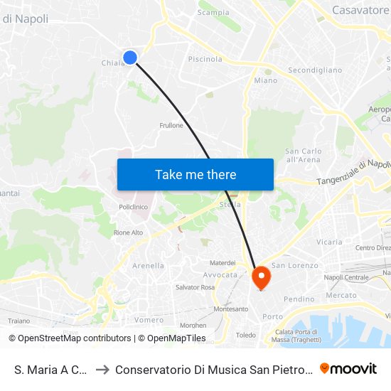 S. Maria A Cubito to Conservatorio Di Musica San Pietro A Majella map