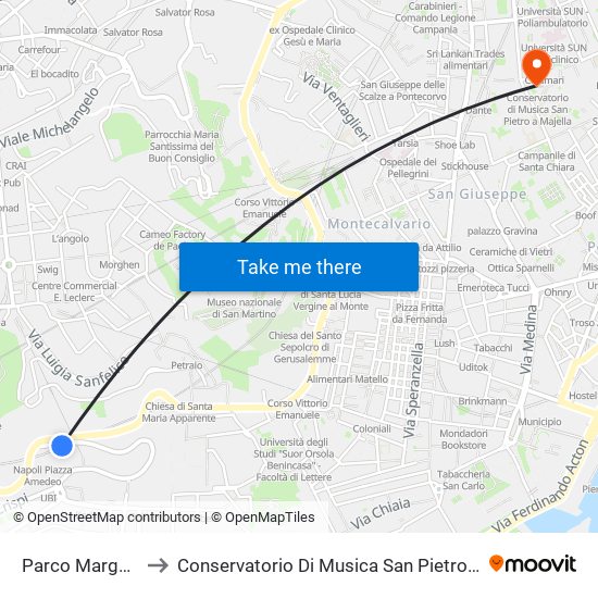 Parco Margherita to Conservatorio Di Musica San Pietro A Majella map
