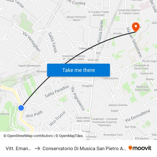 Vitt. Emanuele to Conservatorio Di Musica San Pietro A Majella map