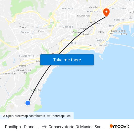 Posillipo - Rione Primavera to Conservatorio Di Musica San Pietro A Majella map