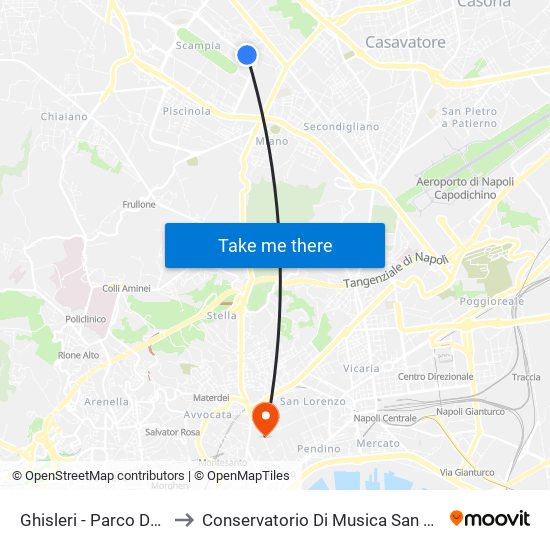 Ghisleri - Parco Delle Palme to Conservatorio Di Musica San Pietro A Majella map