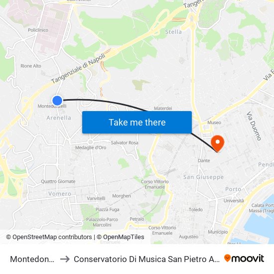 Montedonzelli to Conservatorio Di Musica San Pietro A Majella map