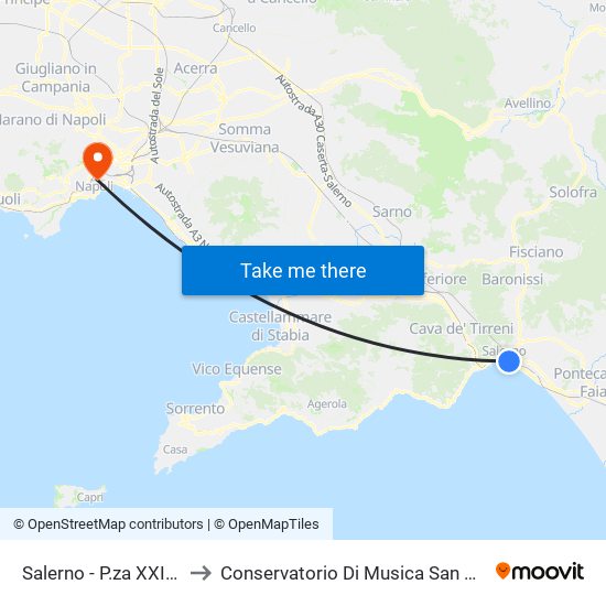 Salerno - P.za XXIV Maggio to Conservatorio Di Musica San Pietro A Majella map