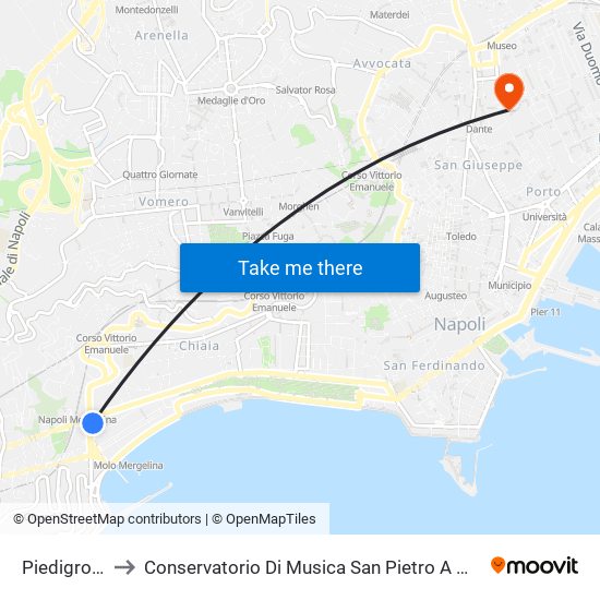 Piedigrotta to Conservatorio Di Musica San Pietro A Majella map