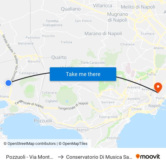 Pozzuoli - Via Monte Ruscello, 65 to Conservatorio Di Musica San Pietro A Majella map