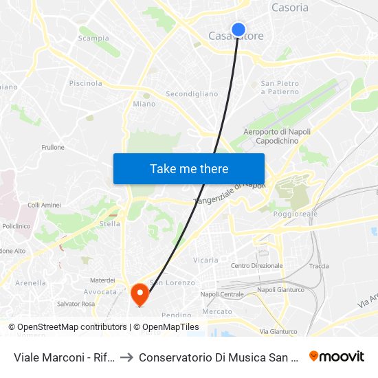 Viale Marconi - Rif. Ina Casa to Conservatorio Di Musica San Pietro A Majella map