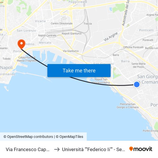 Via Francesco Cappiello, 33 to Università ""Federico Ii"" - Sede Centrale map