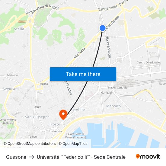 Gussone to Università ""Federico Ii"" - Sede Centrale map
