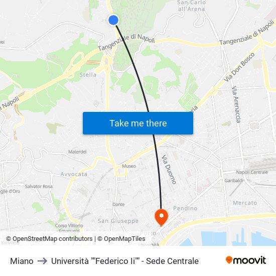 Miano to Università ""Federico Ii"" - Sede Centrale map