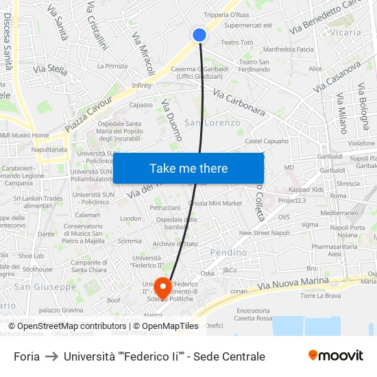 Foria to Università ""Federico Ii"" - Sede Centrale map
