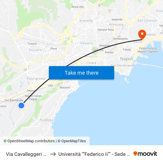 Via Cavalleggeri Aosta to Università ""Federico Ii"" - Sede Centrale map