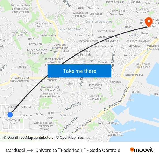 Carducci to Università ""Federico Ii"" - Sede Centrale map