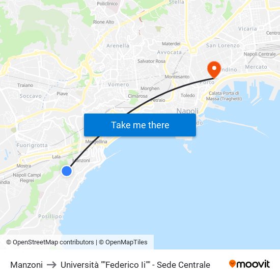 Manzoni to Università ""Federico Ii"" - Sede Centrale map