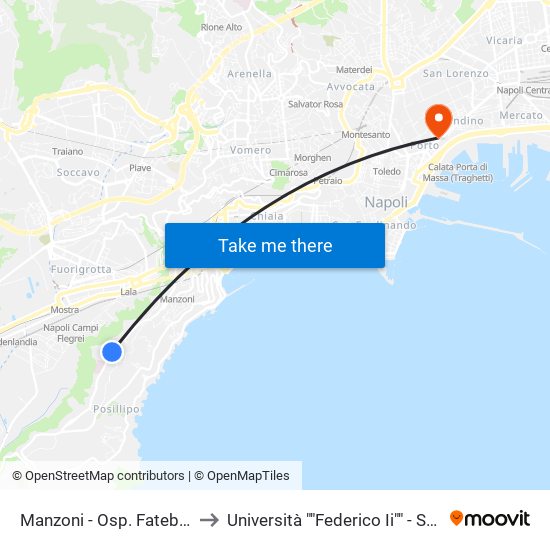 Manzoni - Osp. Fatebenefratelli to Università ""Federico Ii"" - Sede Centrale map