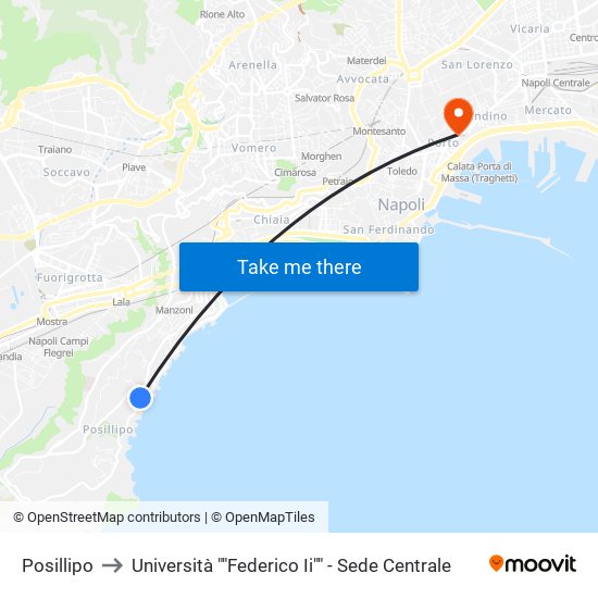 Posillipo to Università ""Federico Ii"" - Sede Centrale map