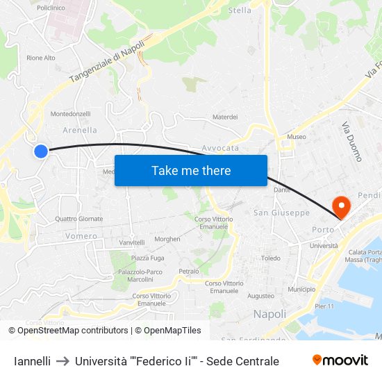 Iannelli to Università ""Federico Ii"" - Sede Centrale map
