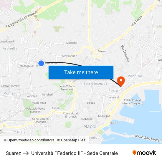 Suarez to Università ""Federico Ii"" - Sede Centrale map