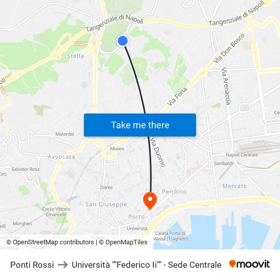 Ponti Rossi to Università ""Federico Ii"" - Sede Centrale map