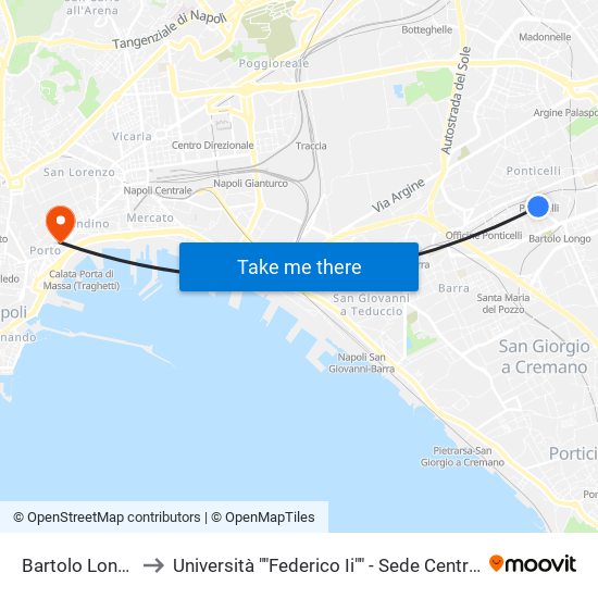 Bartolo Longo to Università ""Federico Ii"" - Sede Centrale map