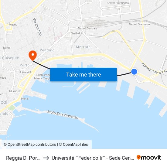 Reggia Di Portici to Università ""Federico Ii"" - Sede Centrale map