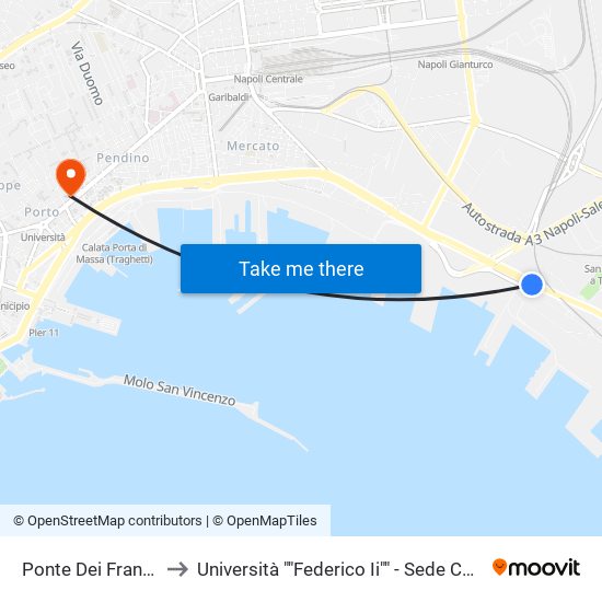 Ponte Dei Francesi to Università ""Federico Ii"" - Sede Centrale map