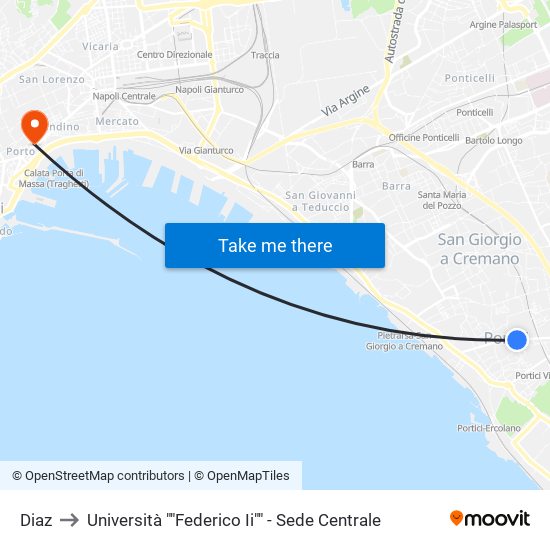 Diaz to Università ""Federico Ii"" - Sede Centrale map