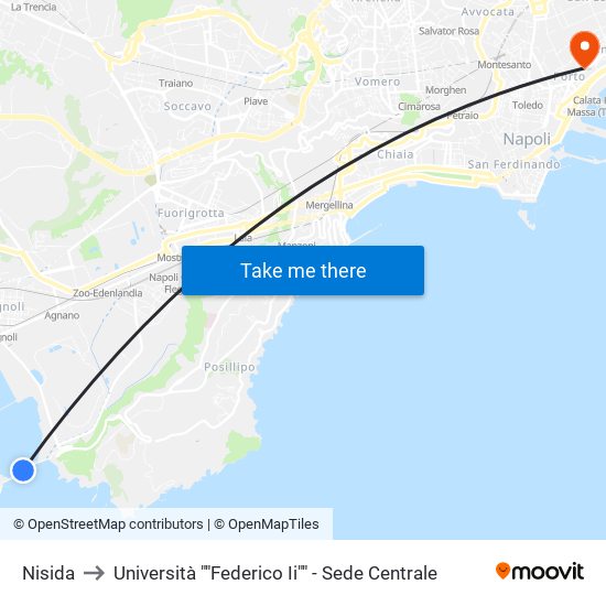 Nisida to Università ""Federico Ii"" - Sede Centrale map