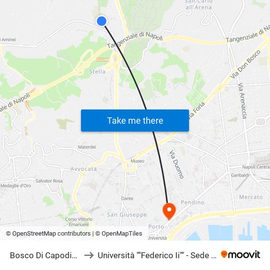 Bosco Di Capodimonte to Università ""Federico Ii"" - Sede Centrale map