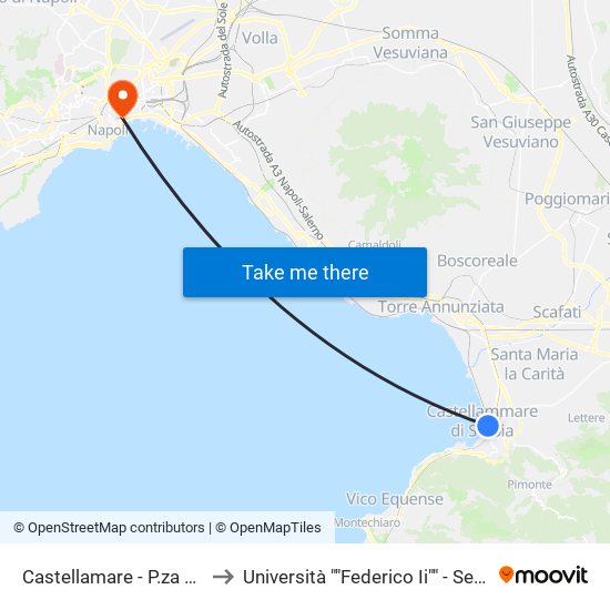 Castellamare - P.za Matteotti to Università ""Federico Ii"" - Sede Centrale map