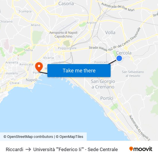Riccardi to Università ""Federico Ii"" - Sede Centrale map