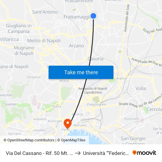 Via Del Cassano - Rif. 50 Mt. Dopo Cisterna Acquedotto to Università ""Federico Ii"" - Sede Centrale map