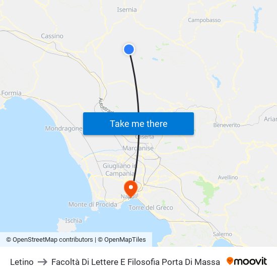 Letino to Facoltà Di Lettere E Filosofia Porta Di Massa map