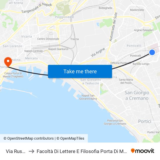 Via Russo to Facoltà Di Lettere E Filosofia Porta Di Massa map