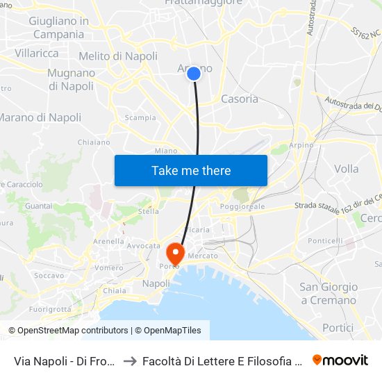 Via Napoli - Di Fronte Civ. 27 to Facoltà Di Lettere E Filosofia Porta Di Massa map