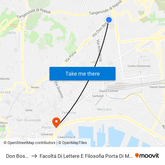 Don Bosco to Facoltà Di Lettere E Filosofia Porta Di Massa map