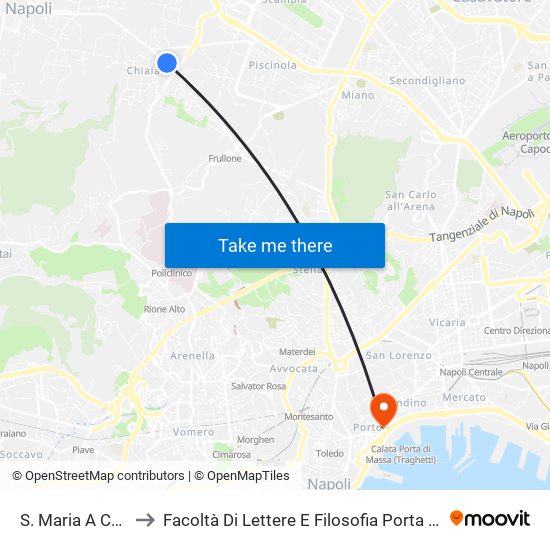 S. Maria A Cubito to Facoltà Di Lettere E Filosofia Porta Di Massa map