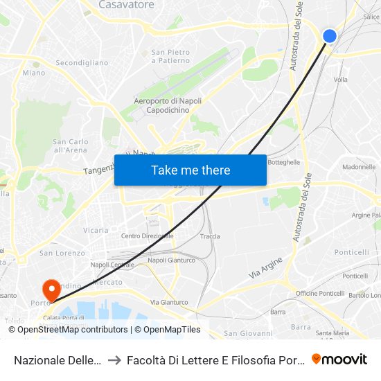 Nazionale Delle Puglie to Facoltà Di Lettere E Filosofia Porta Di Massa map