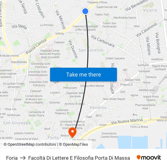 Foria to Facoltà Di Lettere E Filosofia Porta Di Massa map