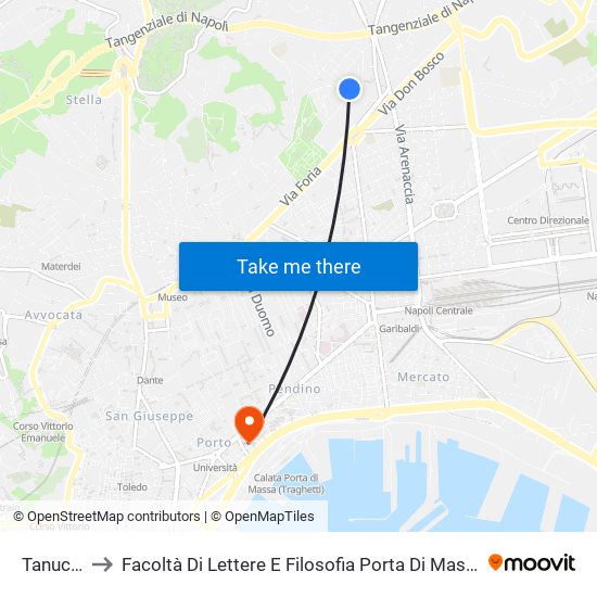 Tanucci to Facoltà Di Lettere E Filosofia Porta Di Massa map