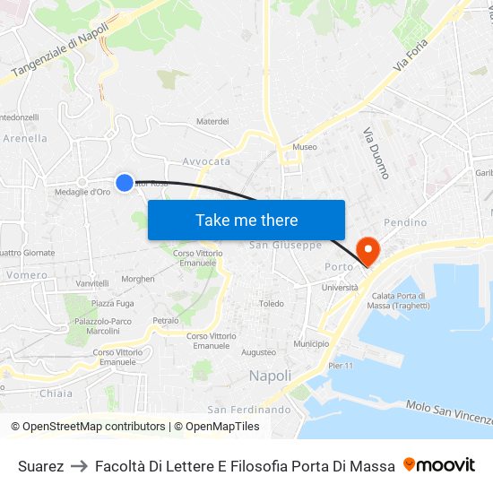 Suarez to Facoltà Di Lettere E Filosofia Porta Di Massa map