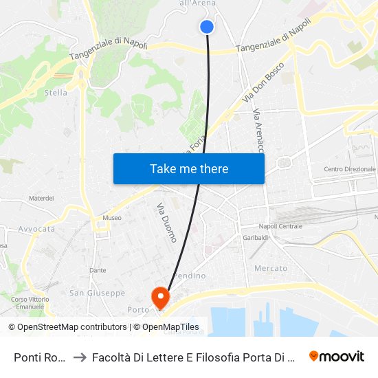 Ponti Rossi to Facoltà Di Lettere E Filosofia Porta Di Massa map