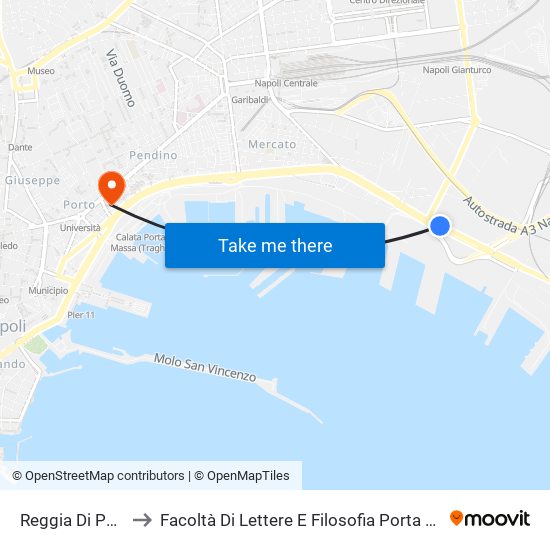 Reggia Di Portici to Facoltà Di Lettere E Filosofia Porta Di Massa map