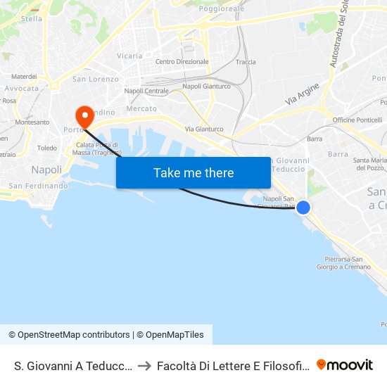 S. Giovanni A Teduccio - Municipio to Facoltà Di Lettere E Filosofia Porta Di Massa map