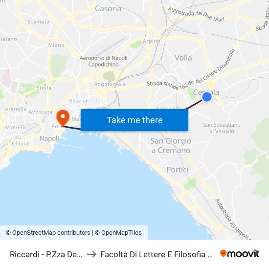 Riccardi - P.Zza Della Libertà to Facoltà Di Lettere E Filosofia Porta Di Massa map