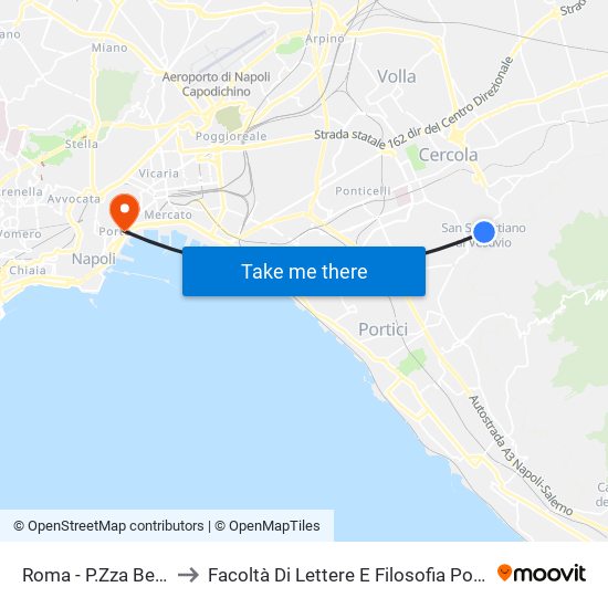 Roma - P.Zza Belvedere to Facoltà Di Lettere E Filosofia Porta Di Massa map