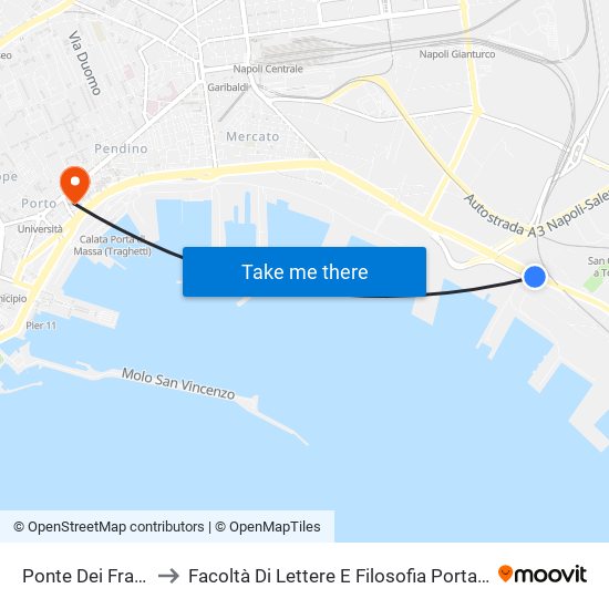 Ponte Dei Francesi to Facoltà Di Lettere E Filosofia Porta Di Massa map